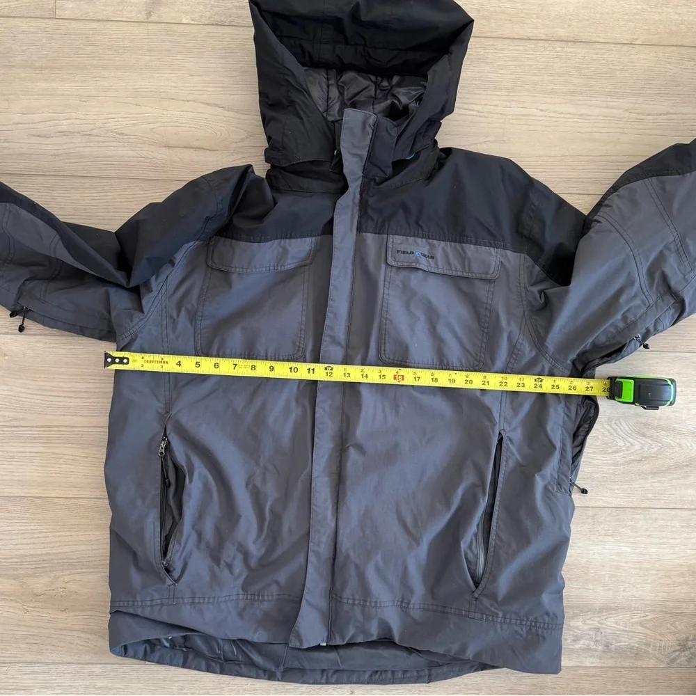 Field Gear Blk/Gray Winter Hooded‎ Full Zip Water-Resistant Jacket Insulated Lrg